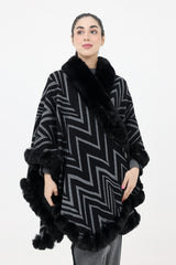 ALMAS FUR CAPE-BLACK