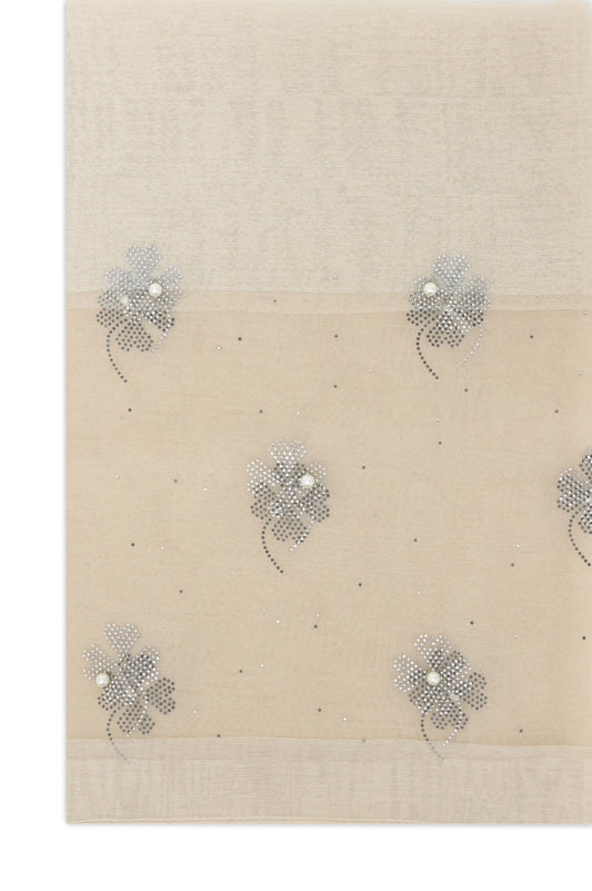 LUMIÉRE BLOOM SCARF-WHT-BEIGE