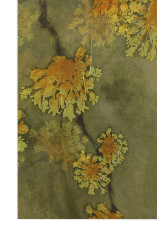 BLOOMING CANVAS CHIFFON SCARF-BROWN
