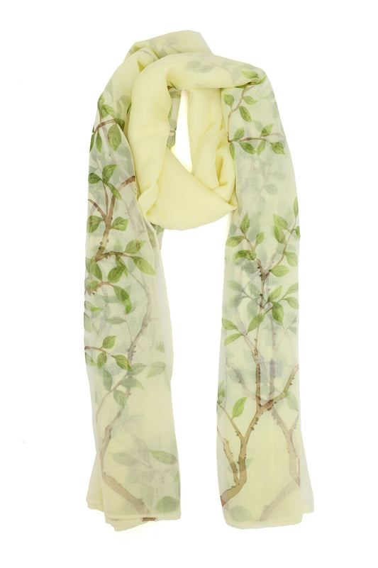 BREEZEWOOD FLORAL SCARF-BEIGE-GRN