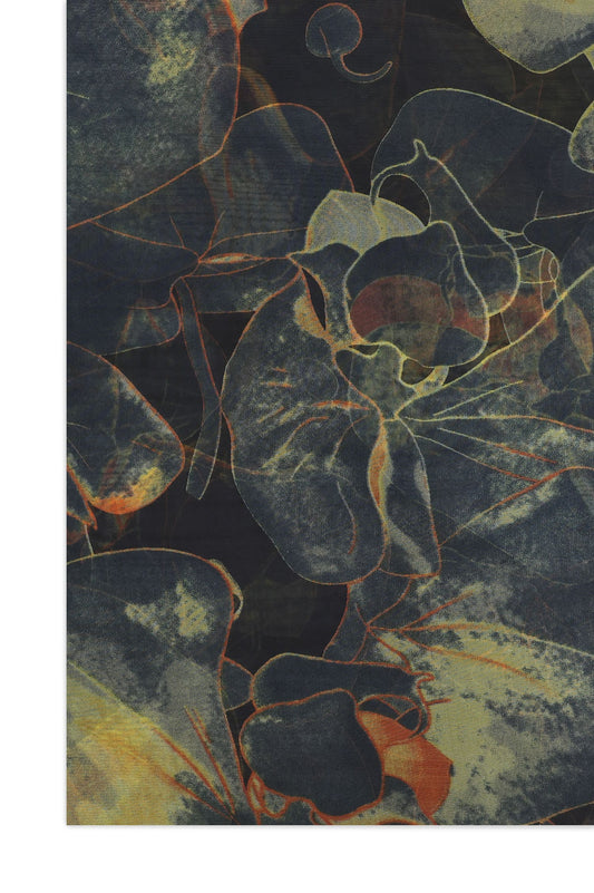 SHADOWLEAF ORGANZA SCARF-NAVY