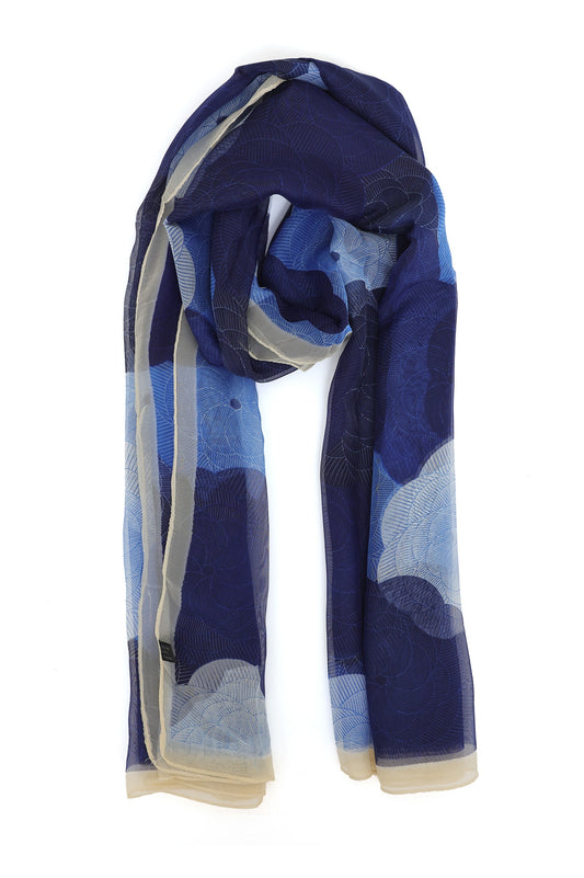 COSMICDRIFT FINE PRINT SCARF-BLUE
