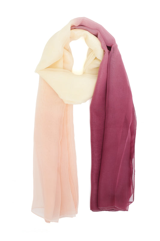 CASCADE MIST CHIFFON SCARF-BEIGE/MAROON