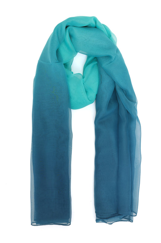 CASCADE MIST CHIFFON SCARF-AQUA
