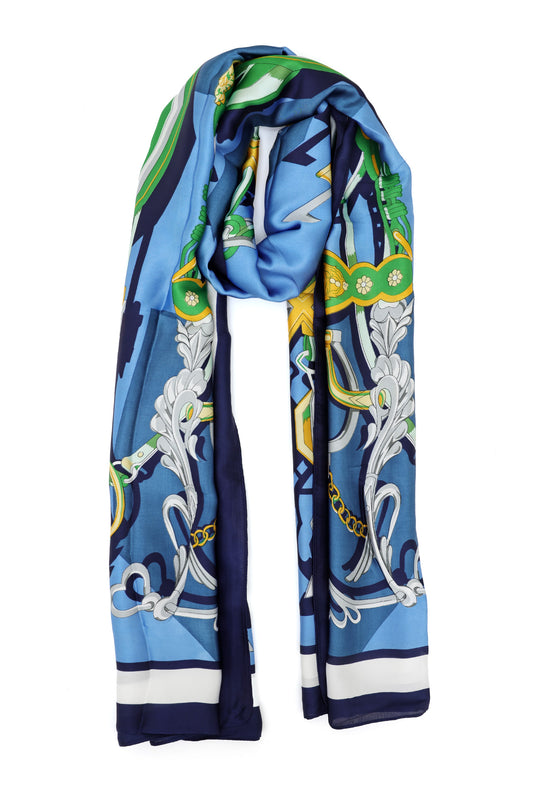 ROYAL PARADE SILK SCARF-BLUE