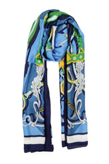ROYAL PARADE SILK SCARF-BLUE