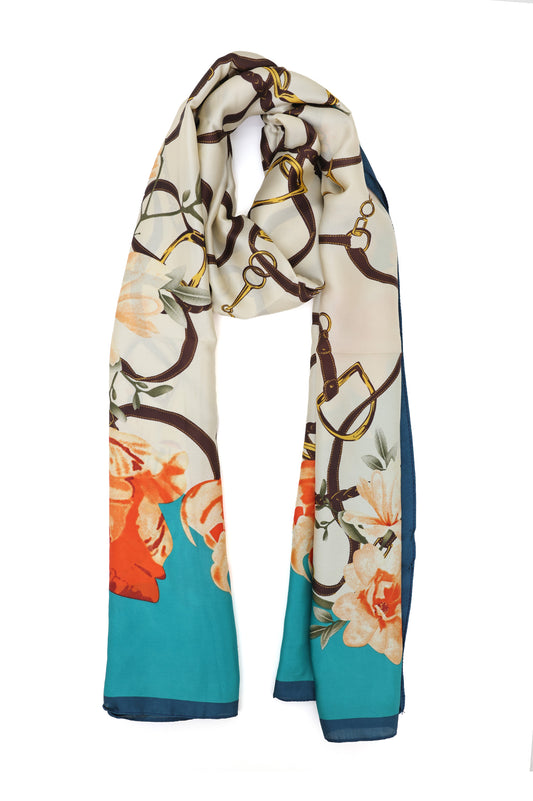 ECHOFORM LINE SCARF-BEIGE-BLUE