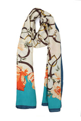 ECHOFORM LINE SCARF-BEIGE-BLUE