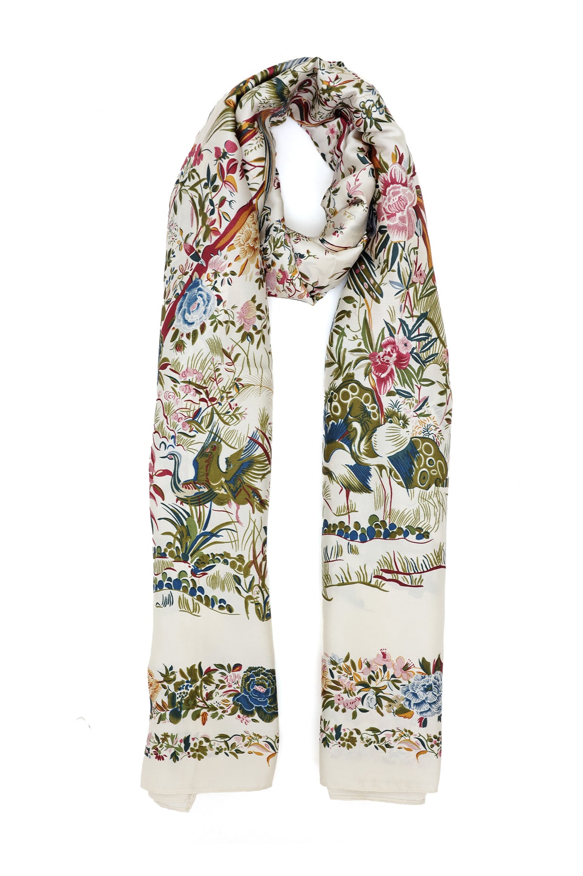 VICTORIA GARDEN SCROLL SCARF-MAROON