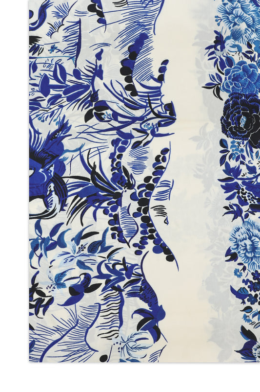 VICTORIA GARDEN SCROLL SCARF-BLUE