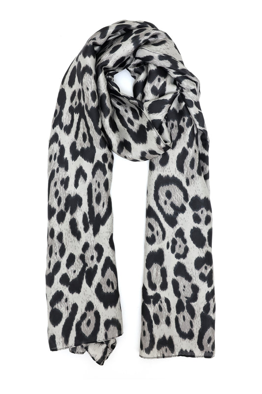 COUTURE HUNT LEOPARD SCARF-WHITE
