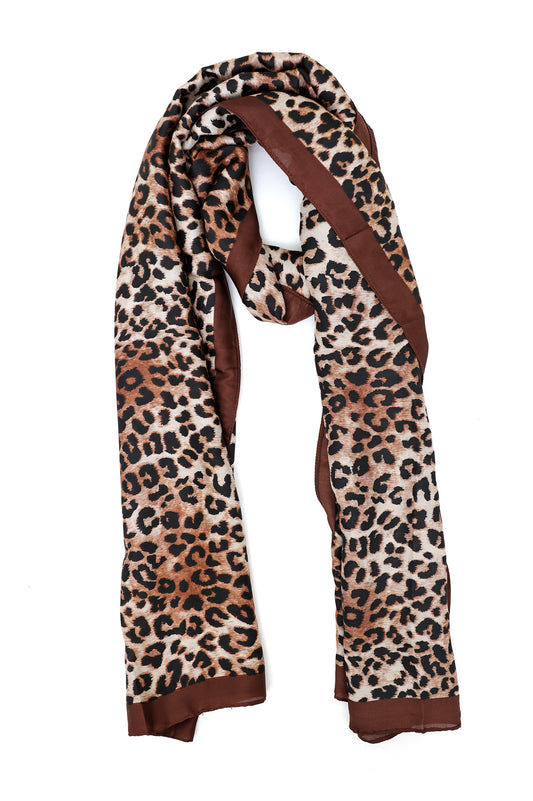 STYLED IN WILD LEOPARD SCARF-BROWN