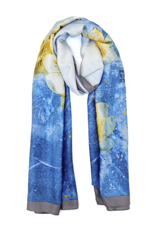 SILKEN STORYLINE SCARF-BLUE