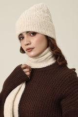 COZY KNIT HAT AND SCARF SET-BEIGE