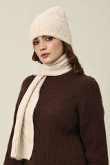 COZY KNIT HAT AND SCARF SET-BEIGE