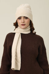 COZY KNIT HAT AND SCARF SET-BEIGE