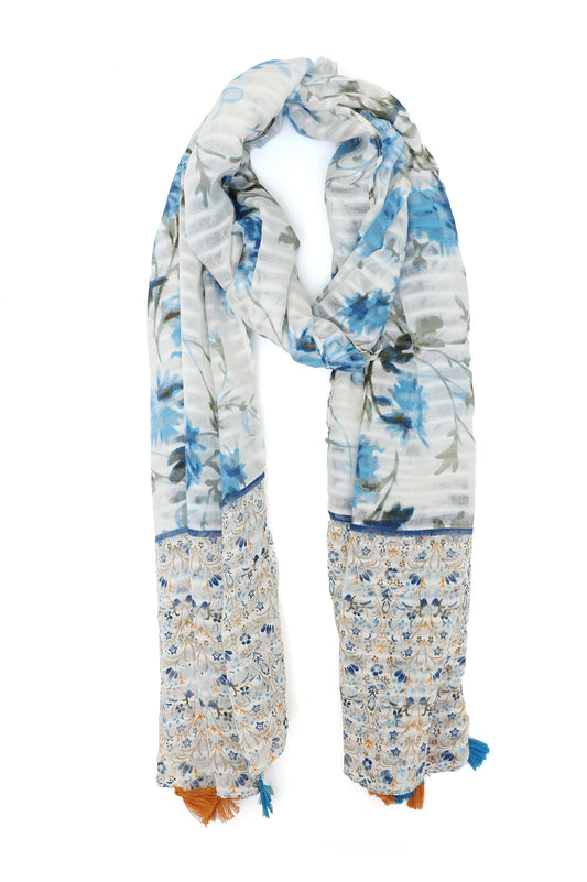 FLORANOVA BLOOM SCARF-BLUE