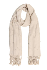 SILKEN CRYSTAL STUD SCARF-BEIGE