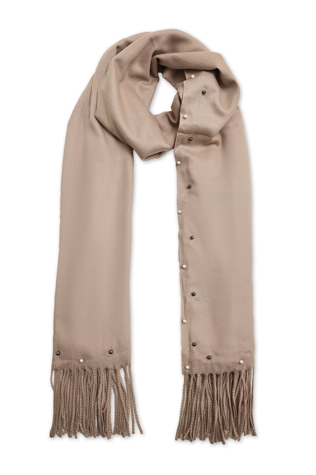 CRYSTAL DOTS SCARF-BEIGE