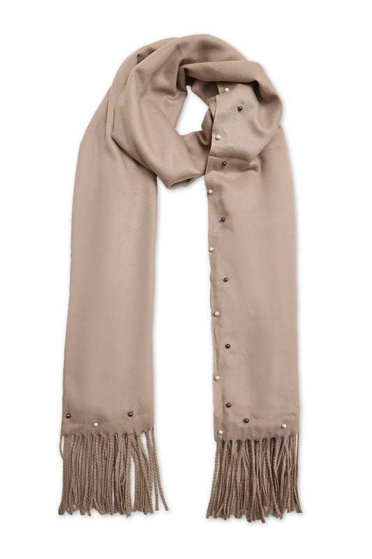 CRYSTAL DOTS SCARF-BEIGE