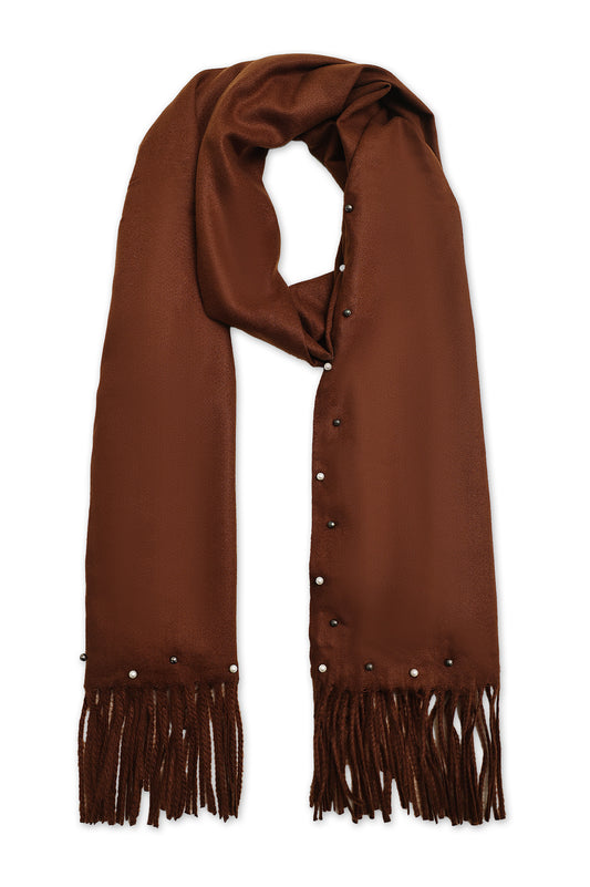 CRYSTAL DOTS SCARF-BROWN
