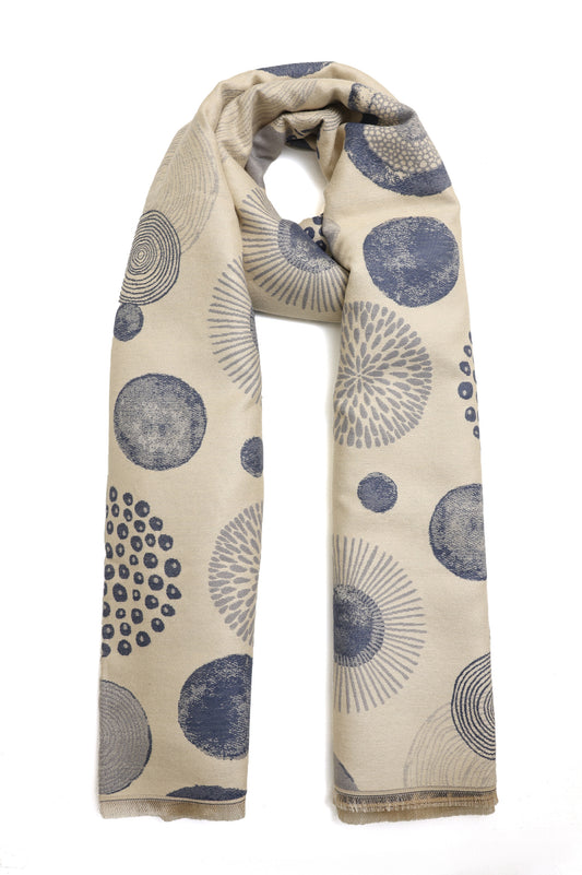 SPHERE RHYTHM SCARF-BEIGE/NAVY
