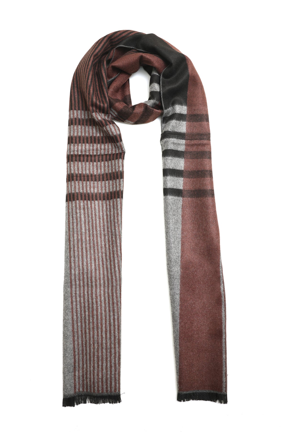 CLASSIC CHECK TARTAN SCARF-GREY/BROWN