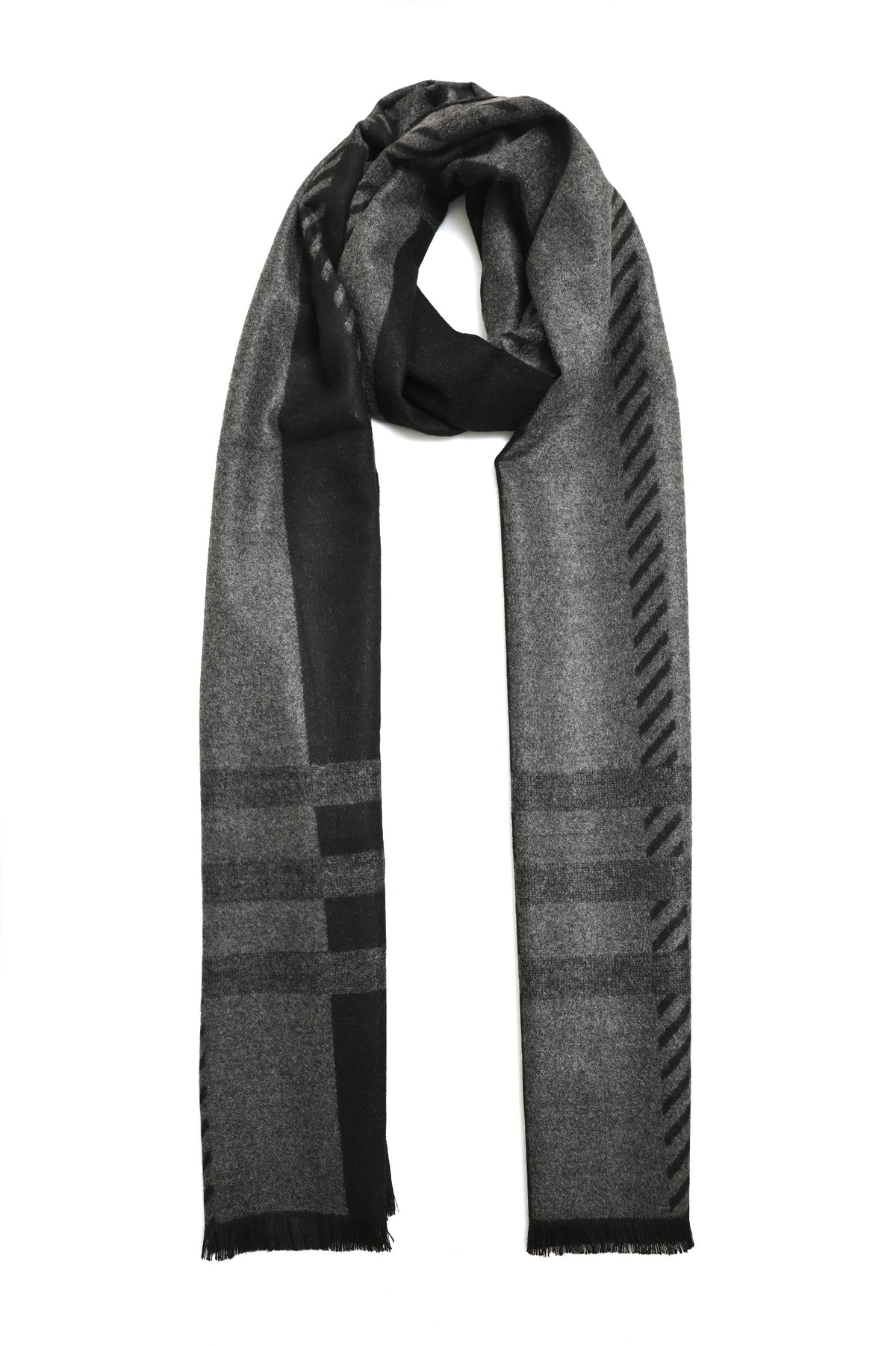 CROSSHATCH SHADE SCARF-DK/GREY