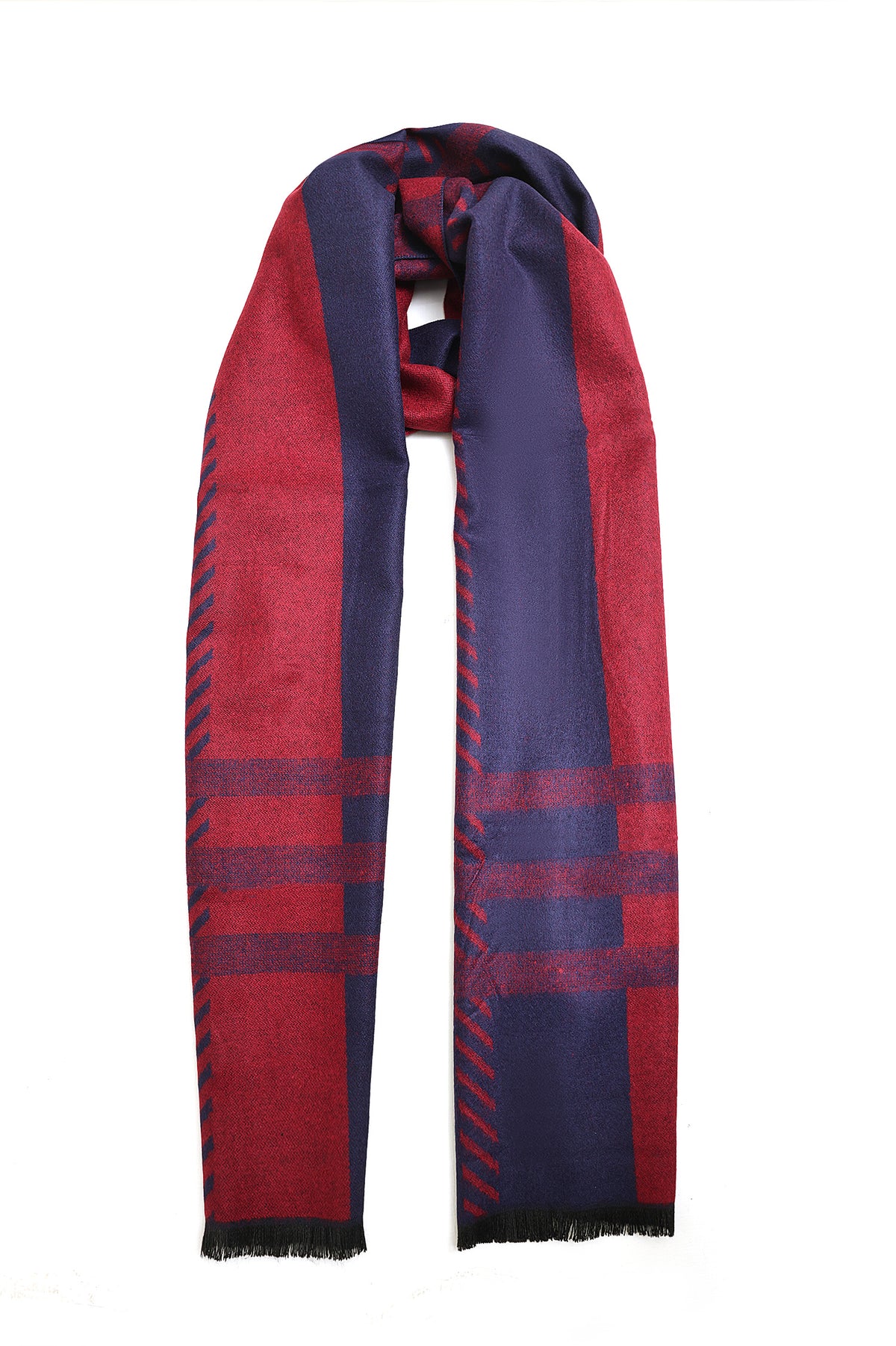 CROSSHATCH SHADE SCARF-RED/BLUE