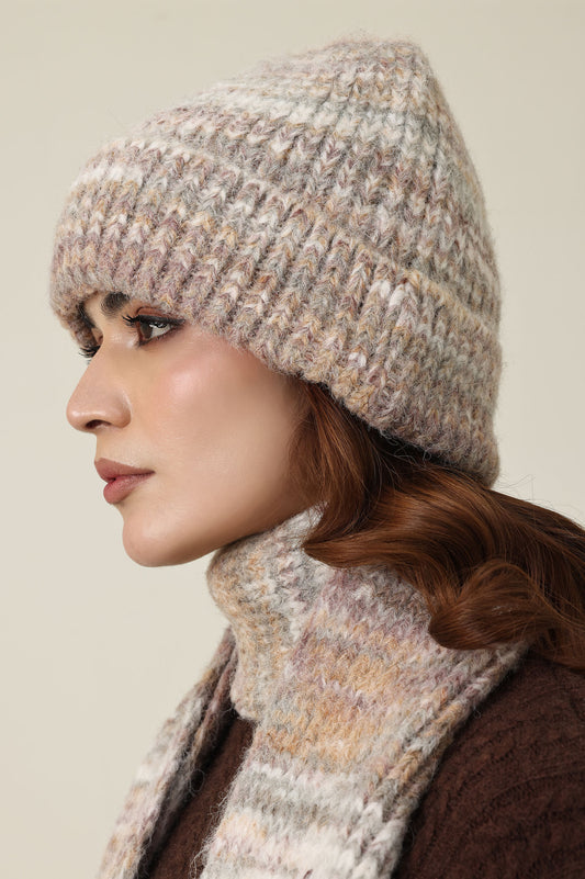 COZY KNIT HAT AND SCARF SET-MULTI