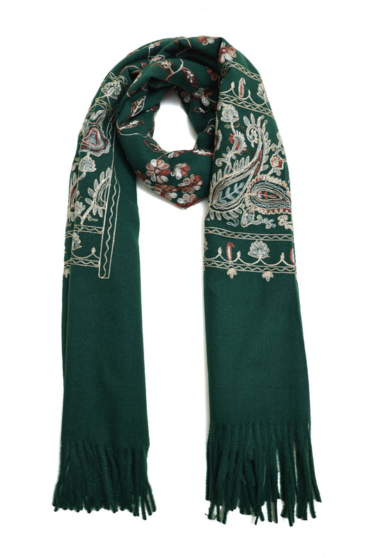 ARTISAN ROSE SCARF-DK/GREEN