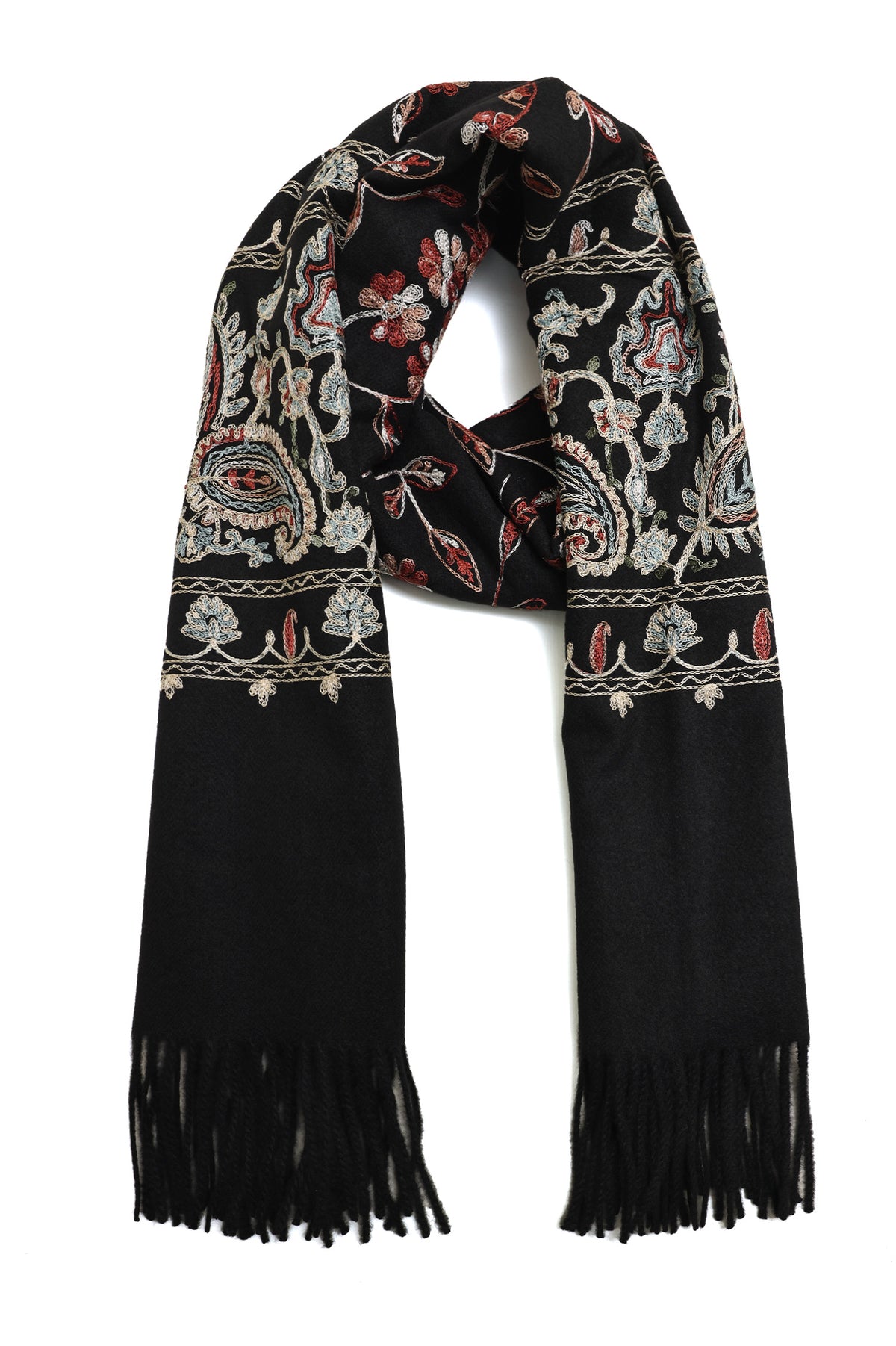 ARTISAN ROSE SCARF-BLACK