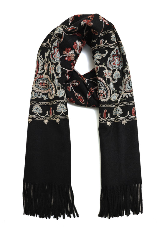 ARTISAN ROSE SCARF-BLACK