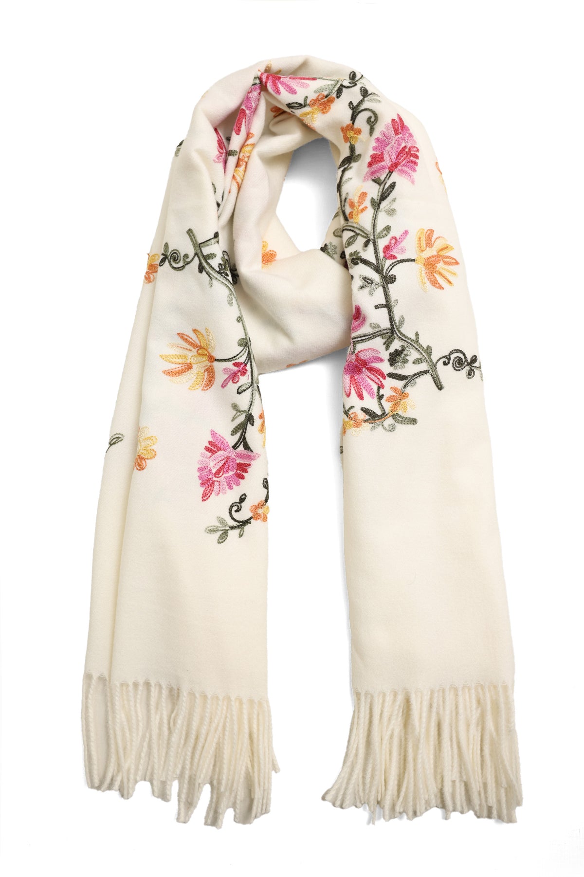 FIONA EMBROIDERED SHAWL-BEIGE