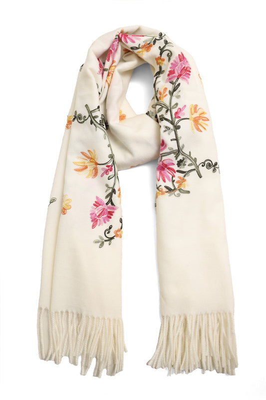 FIONA EMBROIDERED SHAWL-BEIGE