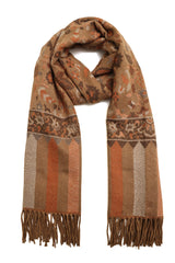 FLORAL MEDALLION SHAWL-RUST/BROWN
