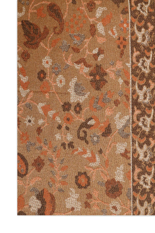 FLORAL MEDALLION SHAWL-RUST/BROWN