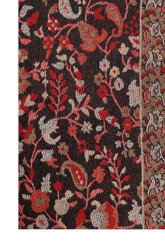 FLORAL MEDALLION SHAWL-MAROON