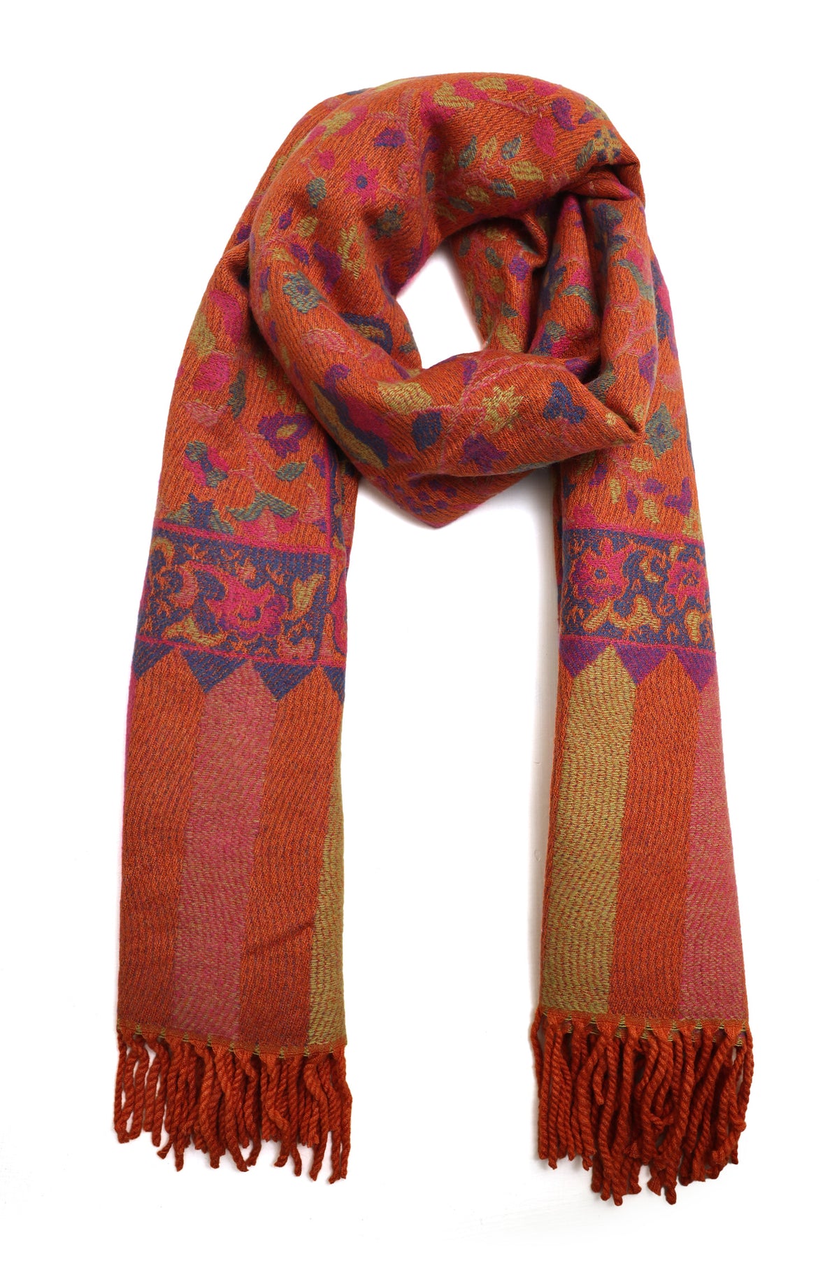 FLORAL MEDALLION SHAWL-ORANGE