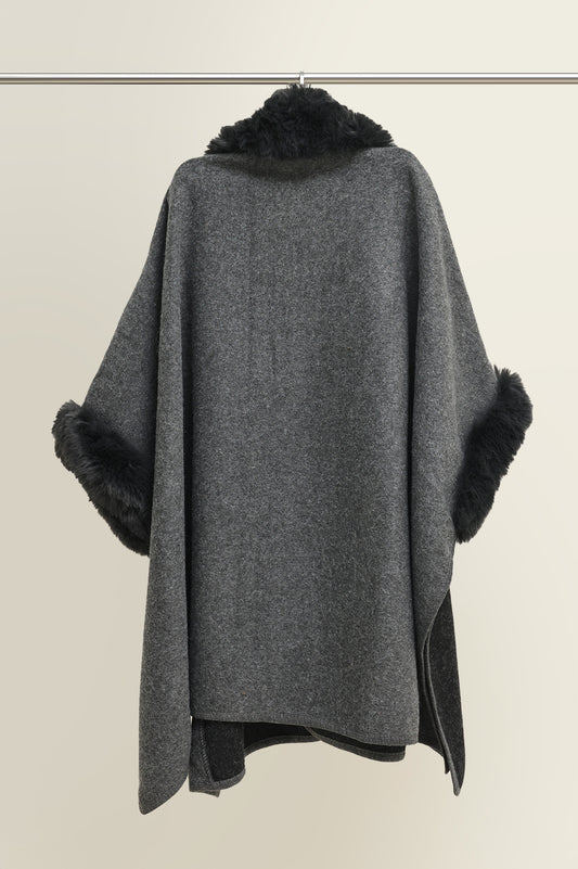 WINTER FAUX FUR WRAP-DK/GREY