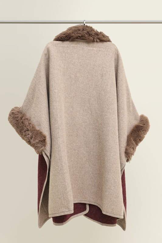 WINTER FAUX FUR WRAP-BROWN/BEIGE