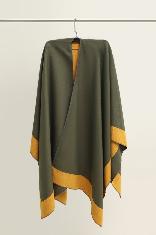 WOMEN CASUAL ASYMMETRICALCAPE-DK/OLIVE