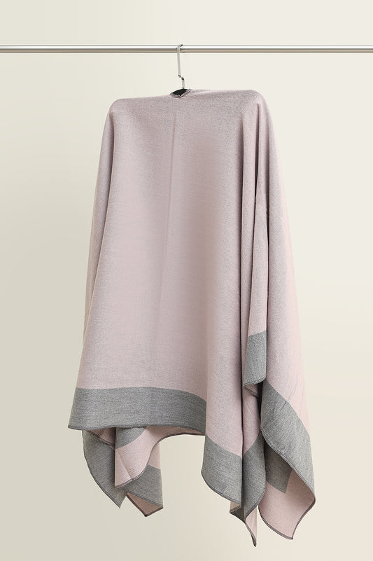 WOMEN CASUAL ASYMMETRICALCAPE-PINKISH/GREY