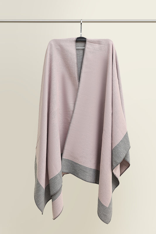 WOMEN CASUAL ASYMMETRICALCAPE-PINKISH/GREY