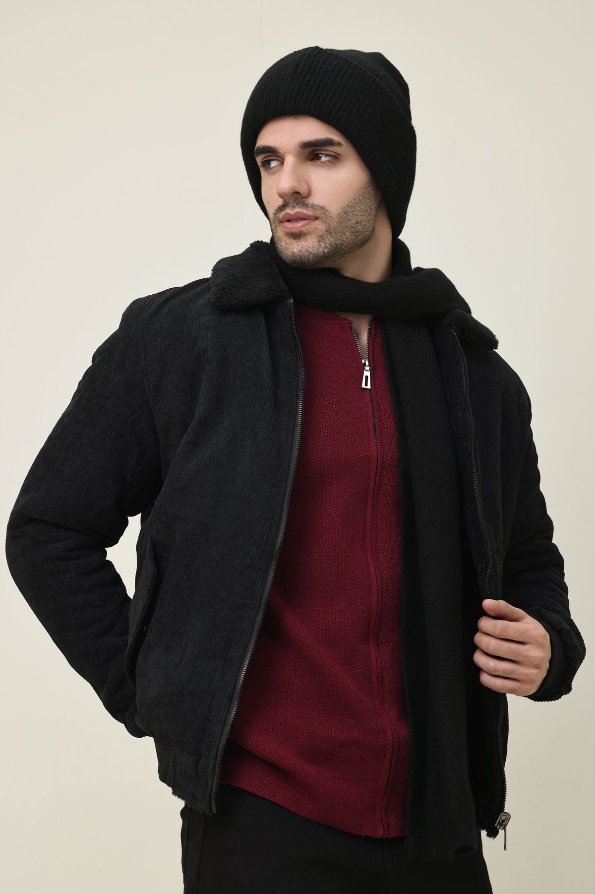 MARINE PIVOT BEANIE-BLACK