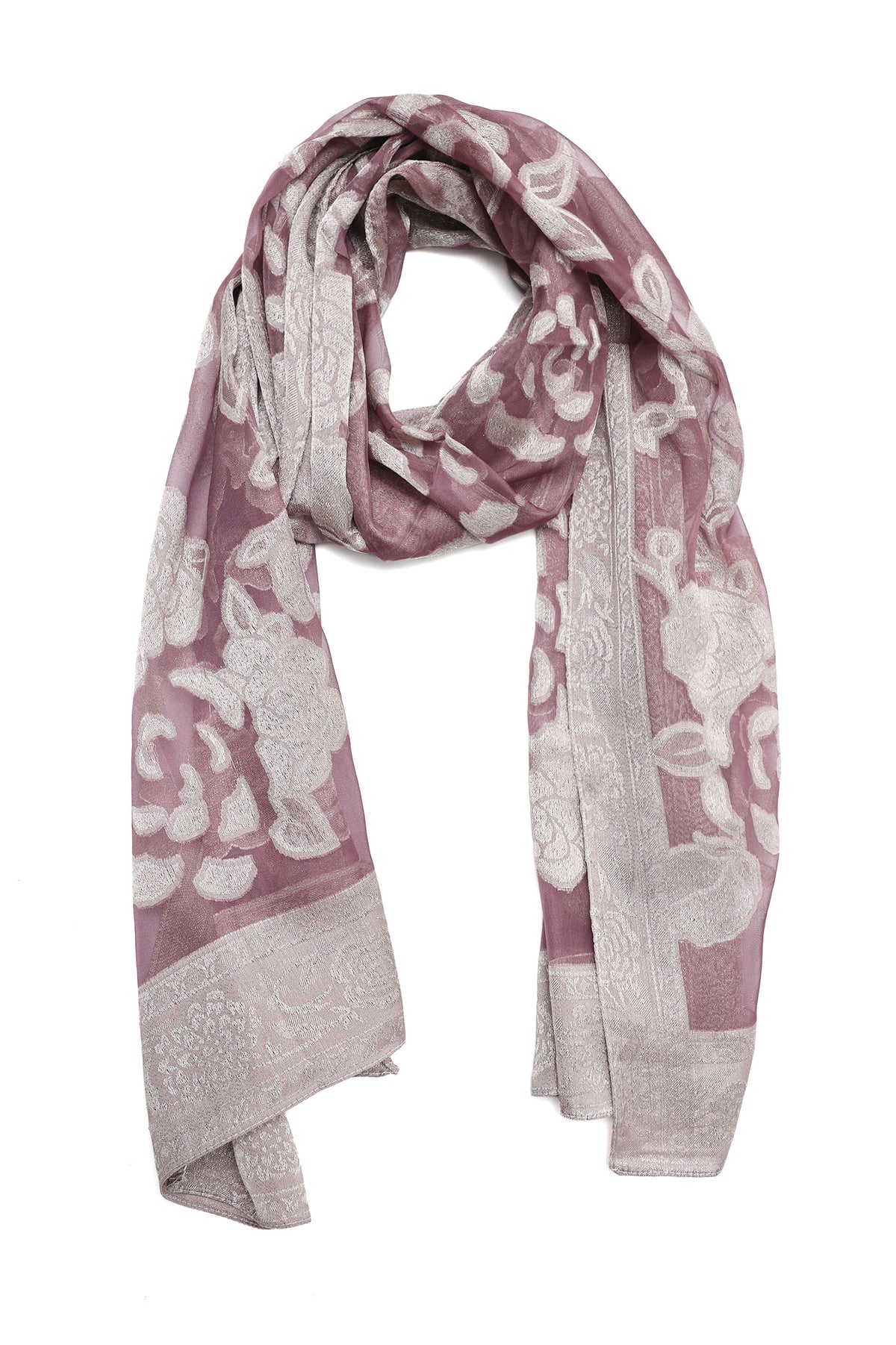 JACQUARD BLOOM SCARF-DUST/PINK