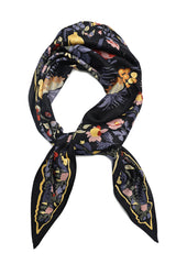 IMPERIAL FLORAL SILK WRAP-BLACK