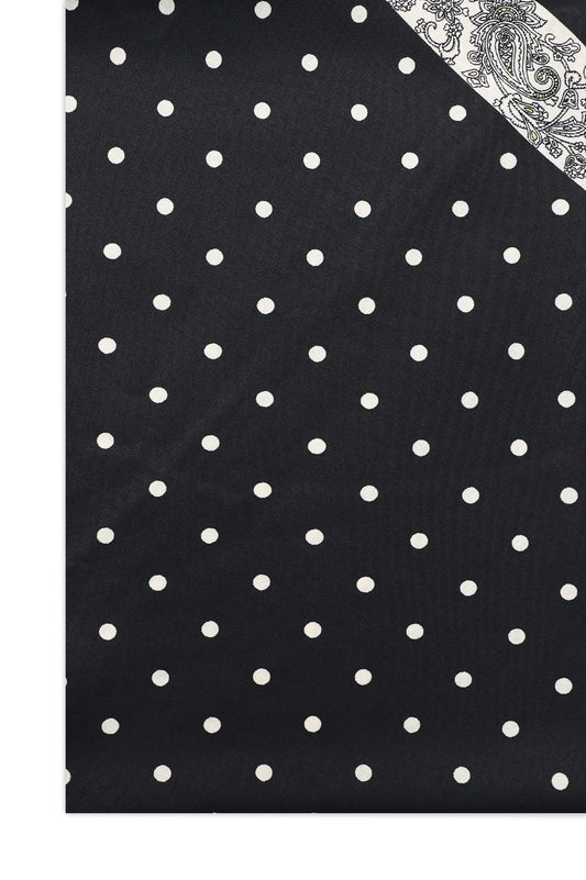 DOT CREST SILKY SCARF-BLACK