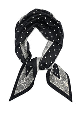 DOT CREST SILKY SCARF-BLACK