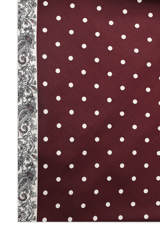 DOT CREST SILKY SCARF-MAROON